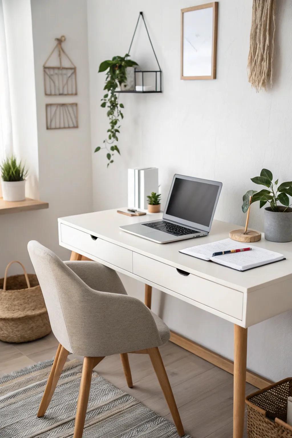 A minimalist desk setup for a clutter-free workspace.