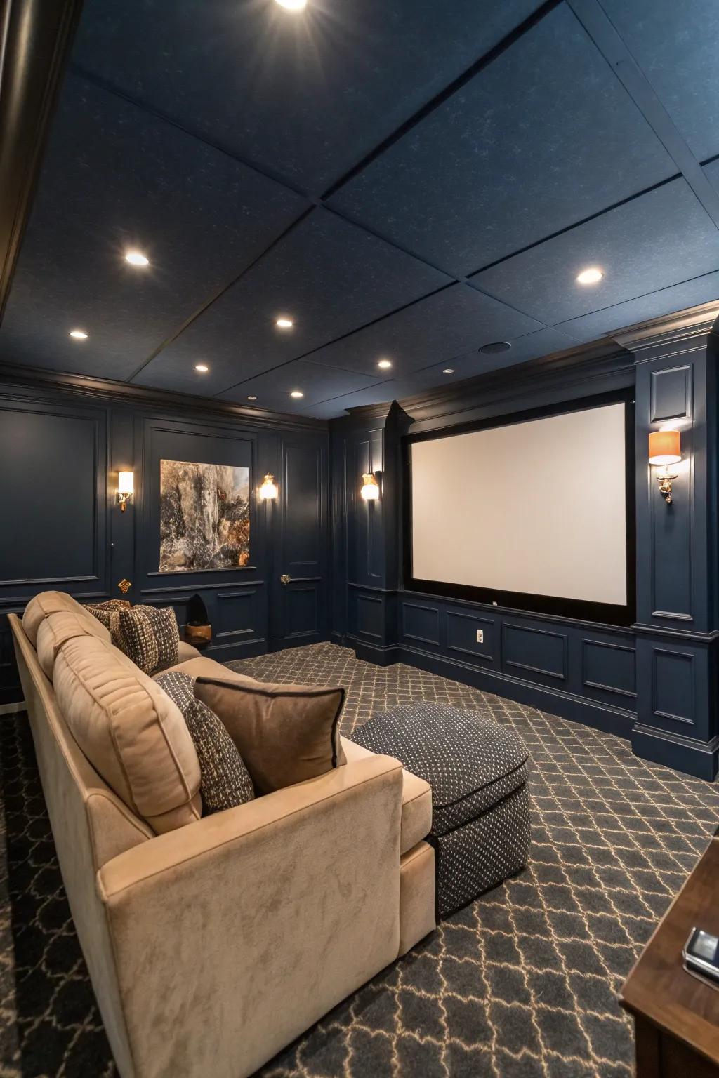 Dark walls create a true cinematic experience by minimizing glare and enhancing visual focus.