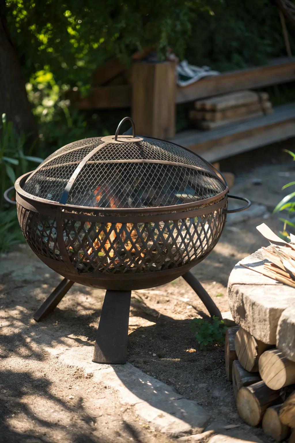 Master the art of outdoor cooking with this handcrafted portable fire pit grill.