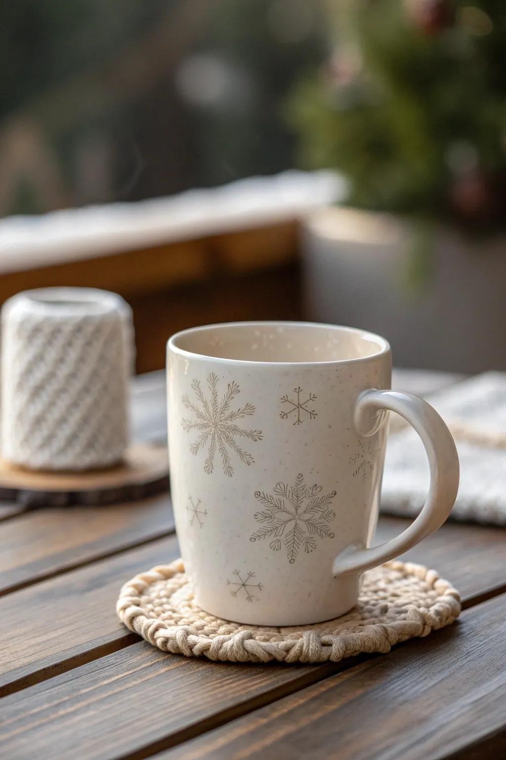 Sip the season's warmth in style with a classic festive mug that captures the essence of Scandinavian simplicity and holiday cheer.