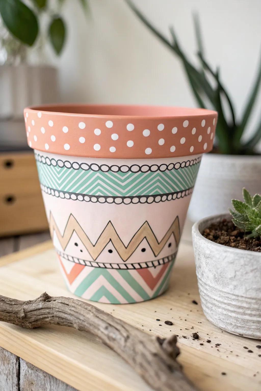 Elevate your space with DIY painted plant pots—where minimalism meets artistic expression.