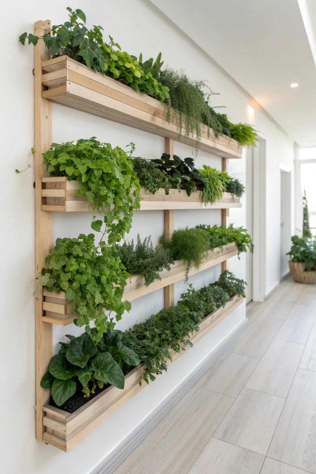 Transform your walls into a lush oasis with this stunning vertical garden design—where Scandinavian minimalism meets Boho flair.