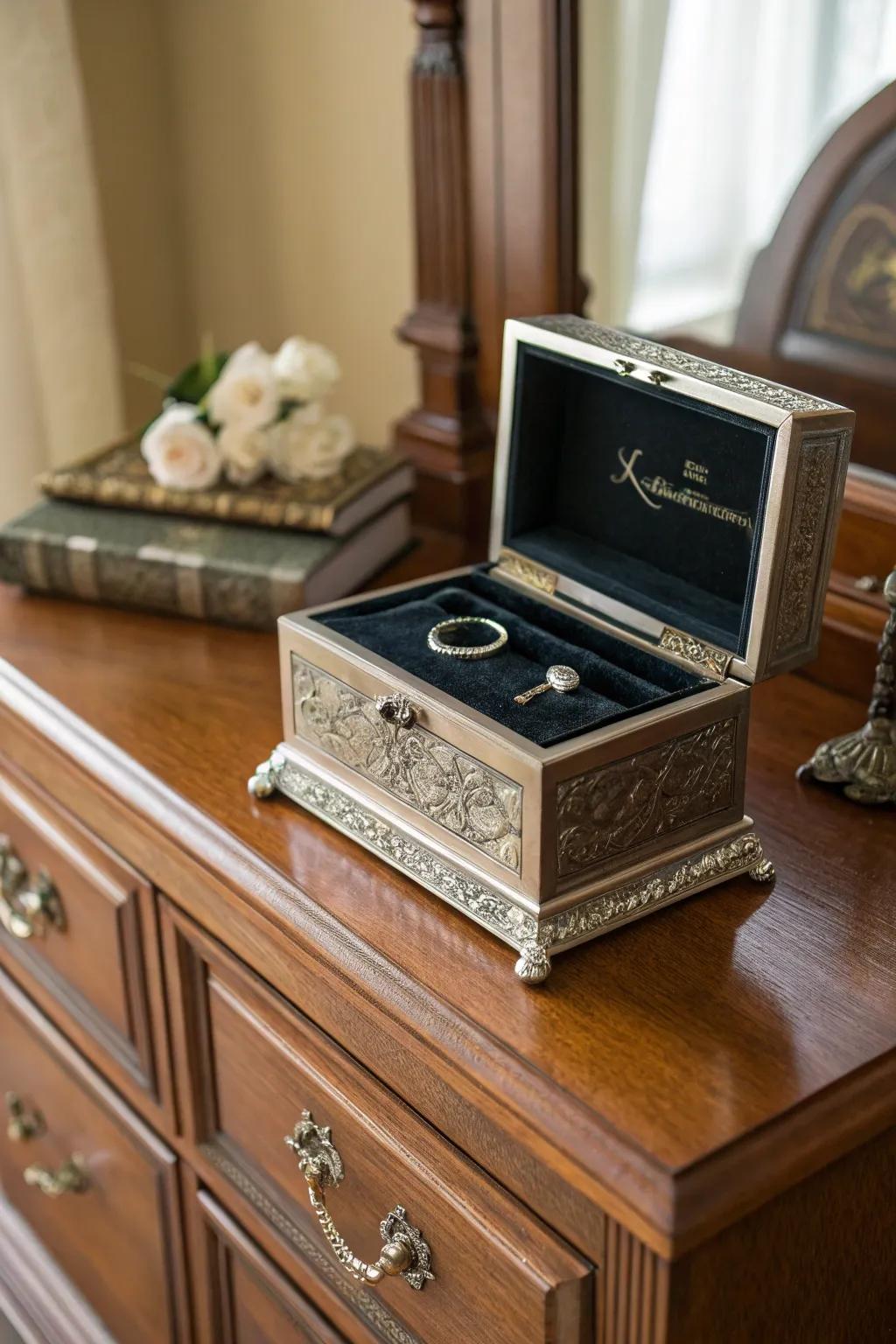 A personalized jewelry box, perfect for storing cherished items.