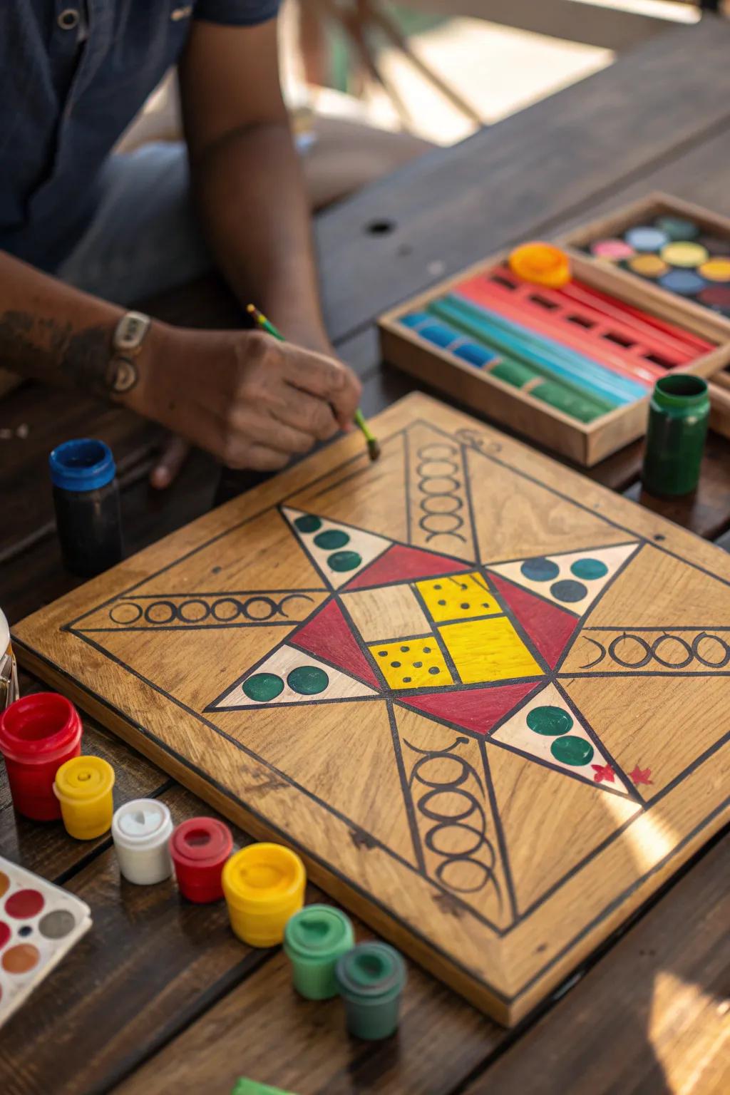 Craft your masterpiece: A colorful board game creation in progress!