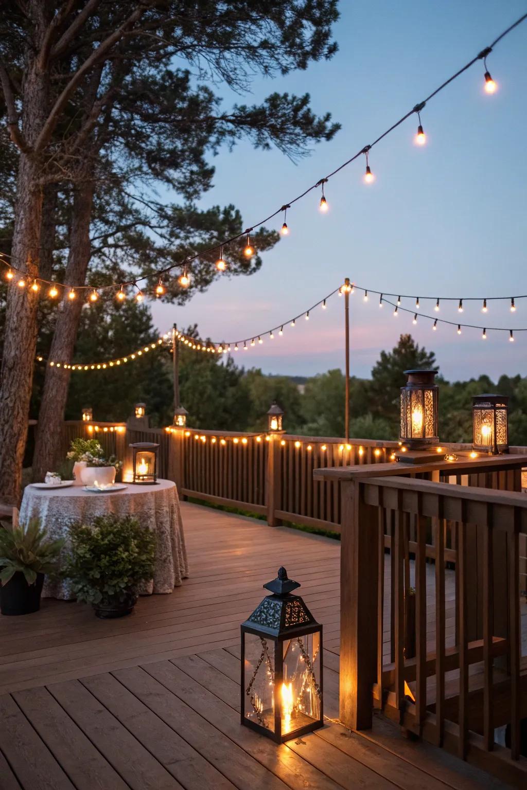 String lights add a touch of magic to your party deck.