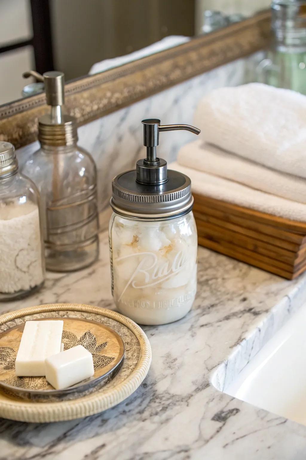 Upgrade your soap dispenser with a touch of rustic elegance.