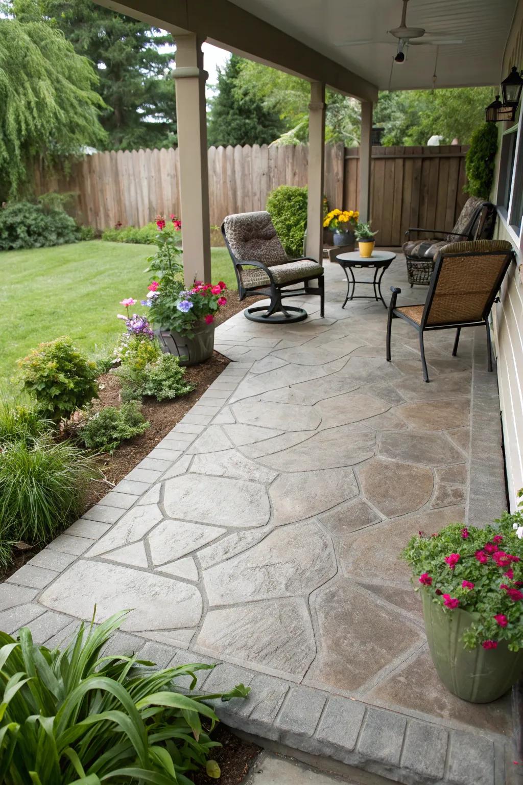 Stamped concrete adds texture and sophistication to your porch.