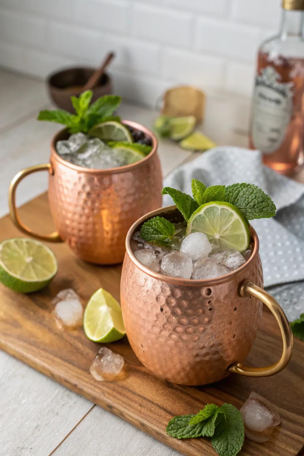 Enjoy your favorite cocktails in style with copper Moscow Mule mugs.