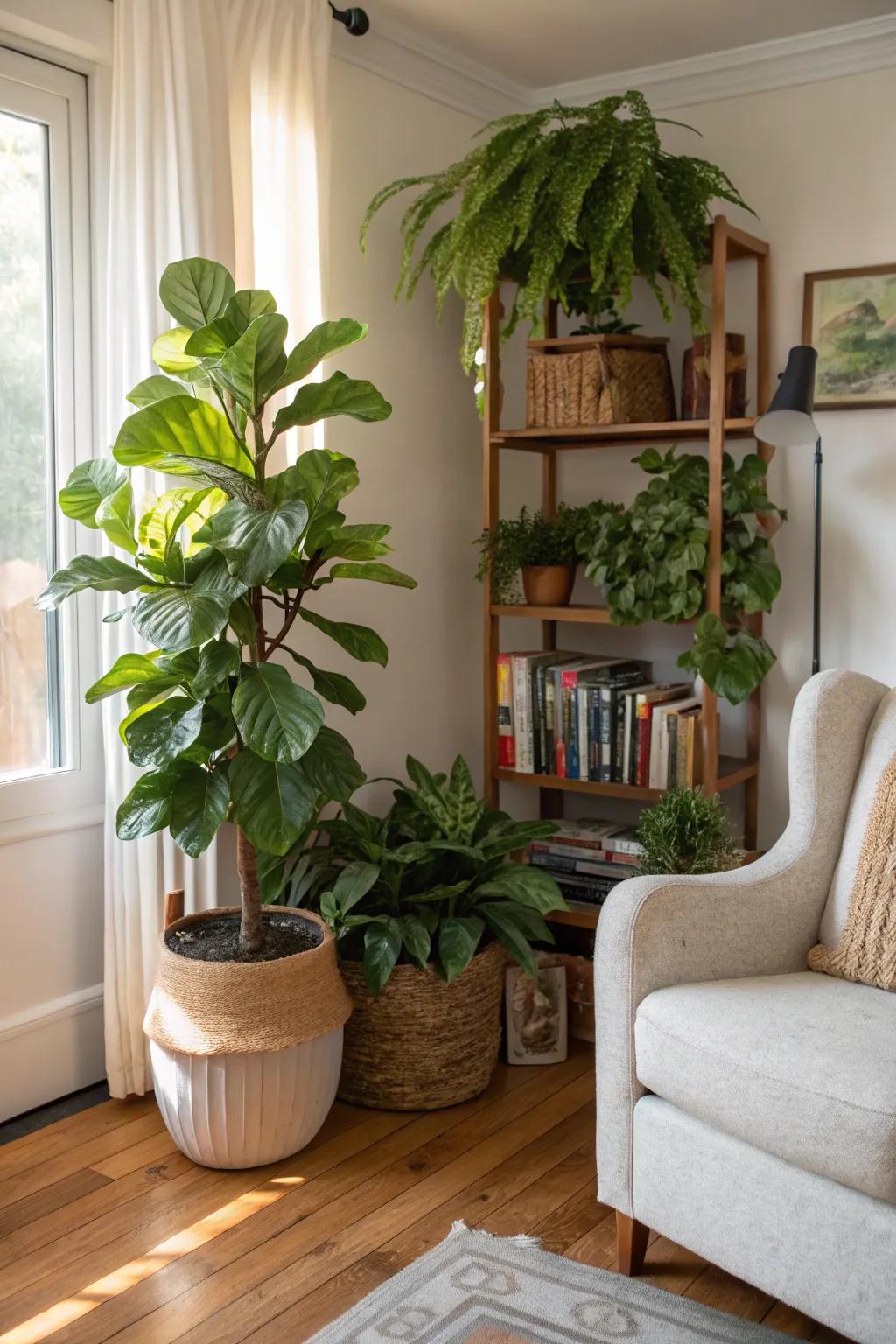 A tranquil plant corner perfect for relaxation and reflection.