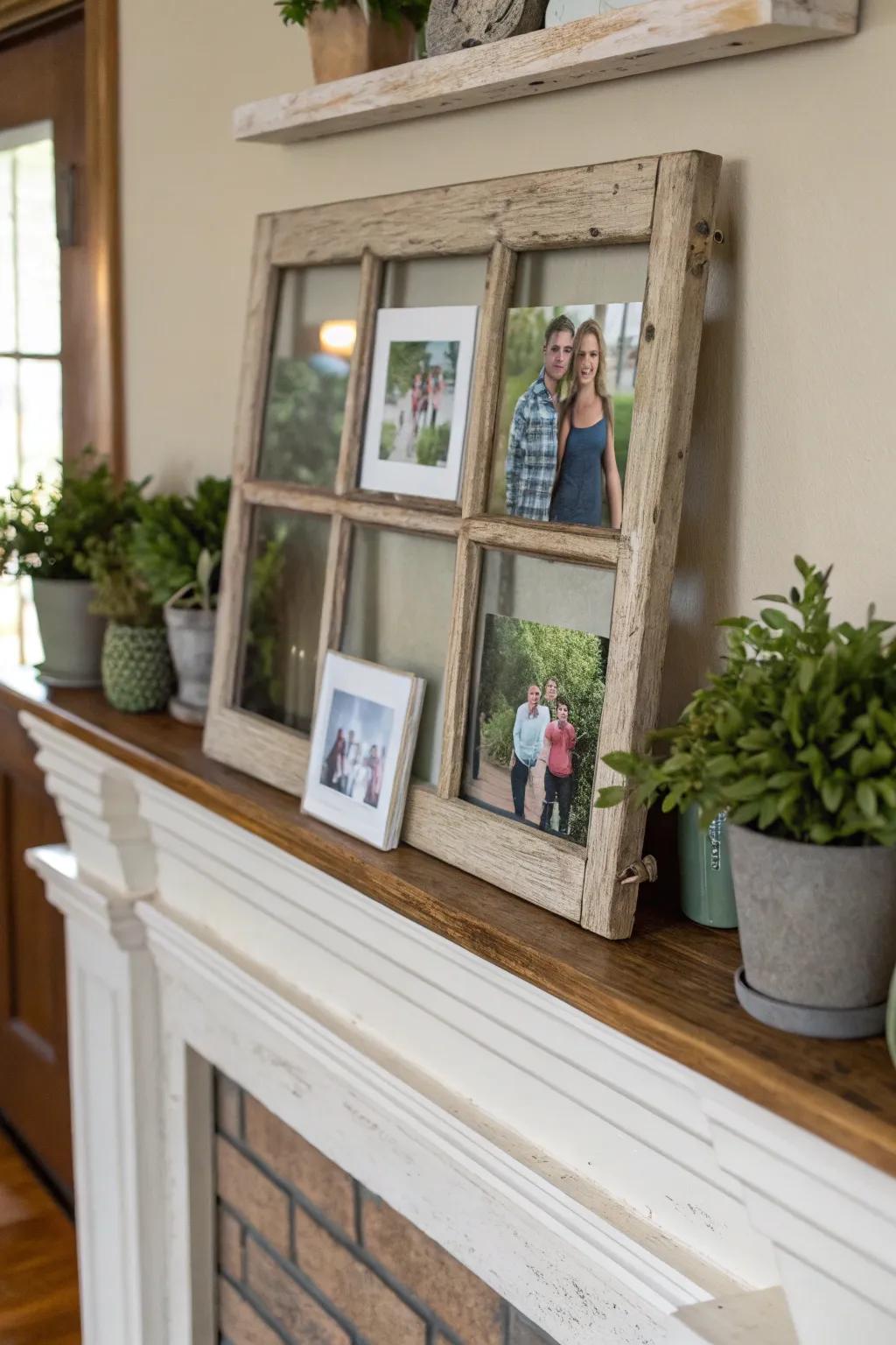 Capture memories with a handmade rustic wooden picture frame.