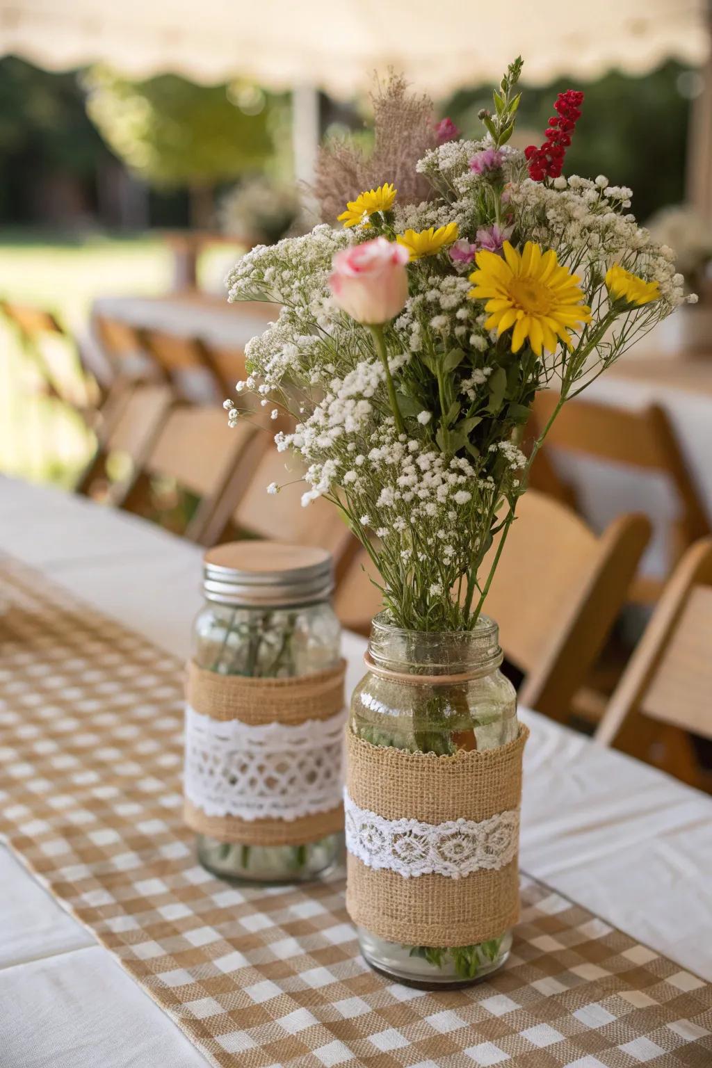 Mason jars bring a touch of rustic charm to your tables.