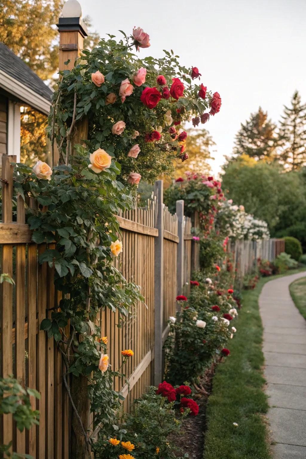 Climbing roses add timeless elegance to any fence.