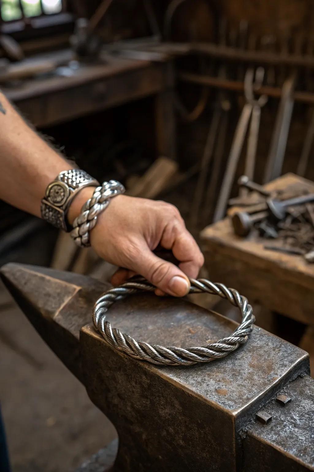 A twist-forged bracelet adding charm to any outfit.