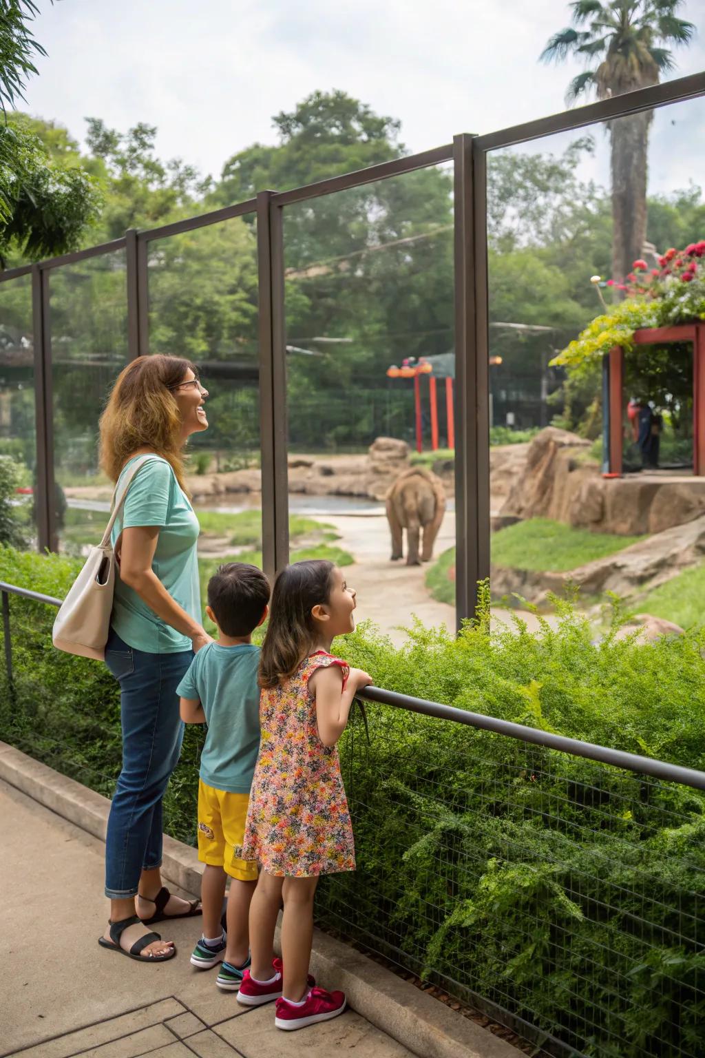 A family exploring the wonders of the zoo together.