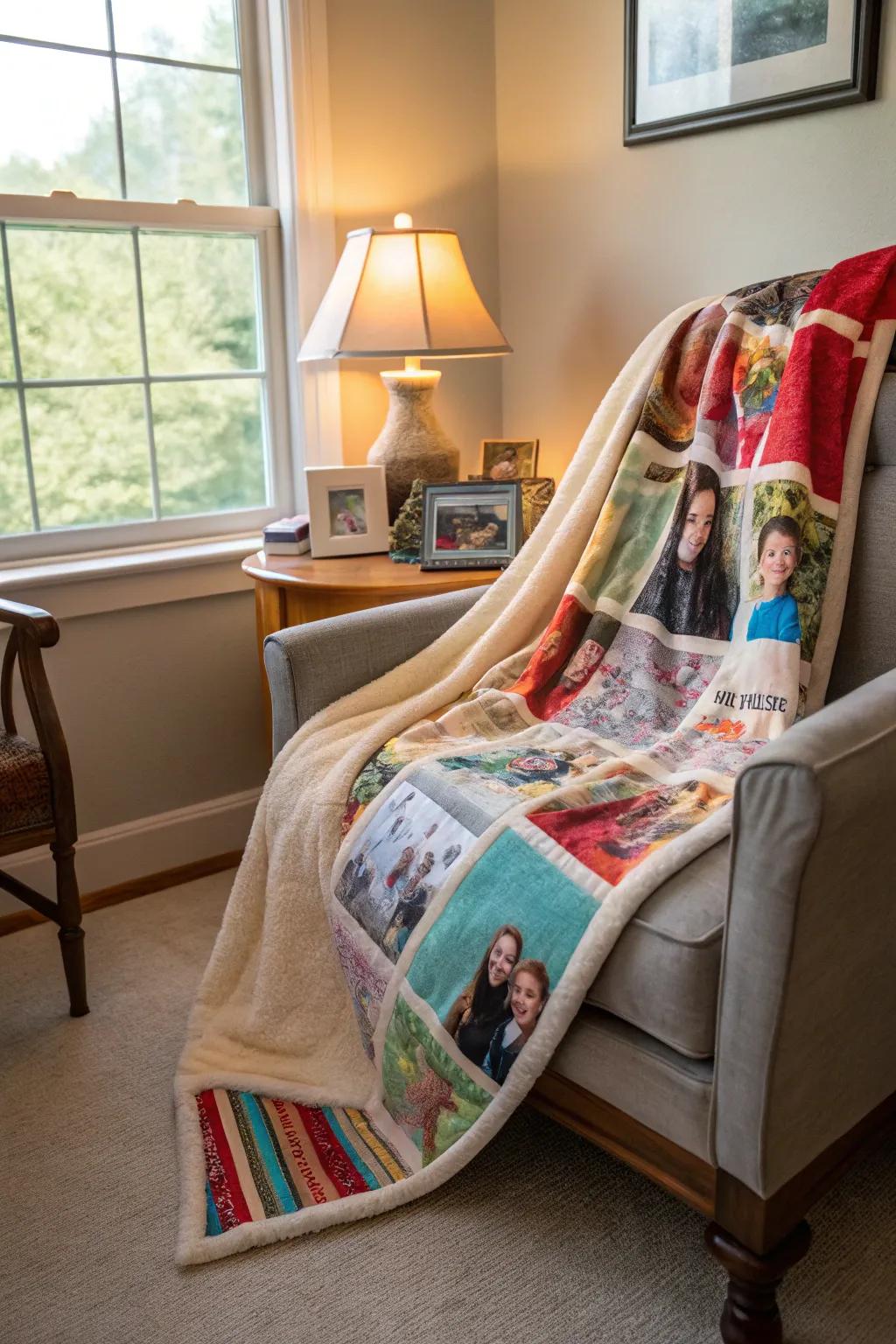 A custom photo blanket that keeps cherished memories close.