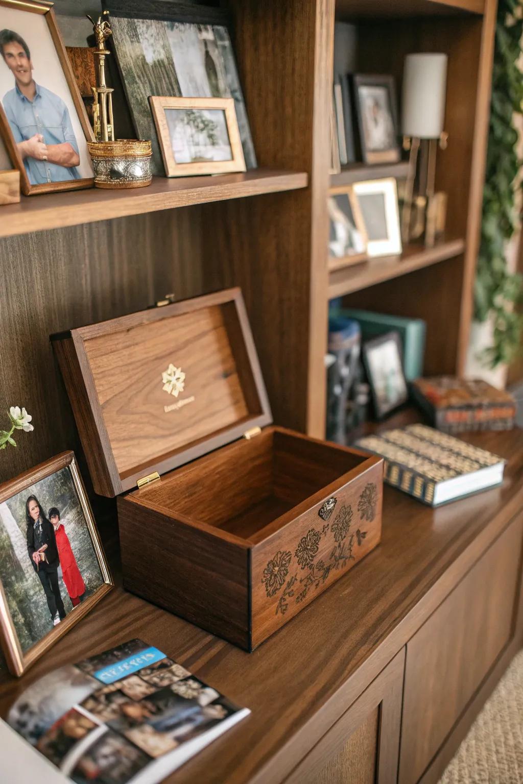 An elegant keepsake box to store cherished memories.