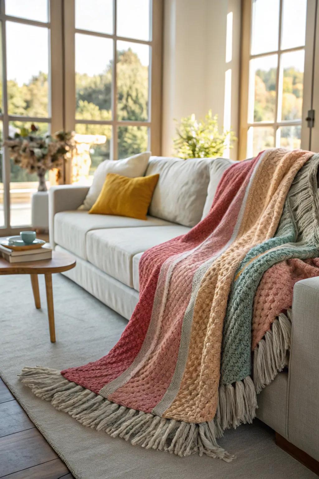 A cozy throw blanket adds warmth and style to any living space.