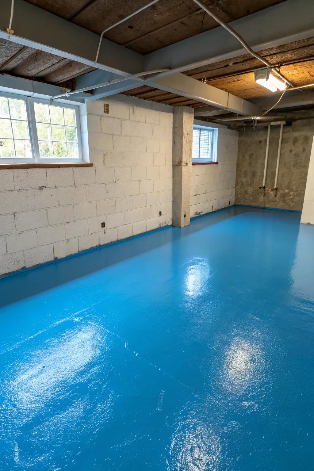 A bold color can transform your basement floor into a statement piece.