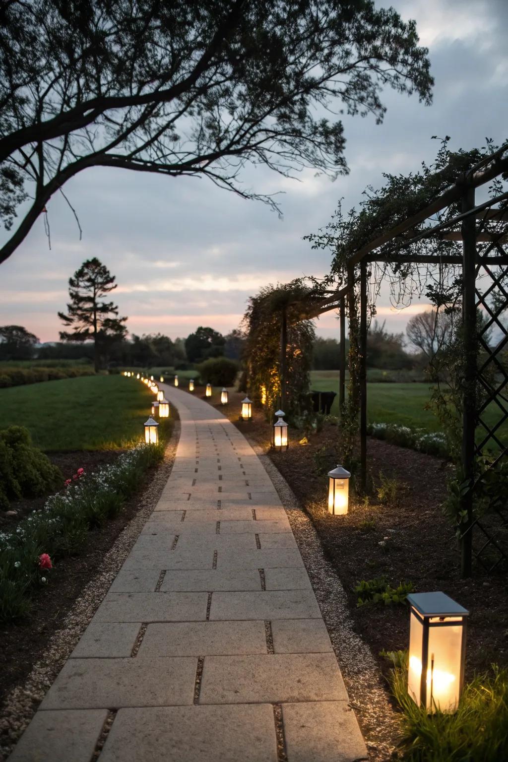 Create a welcoming pathway with solar-powered lights.