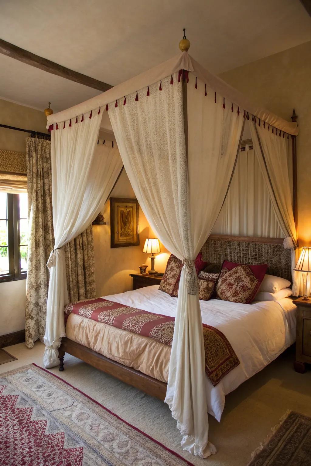 Transform your bedroom into a sanctuary with a curtain panel bed canopy.