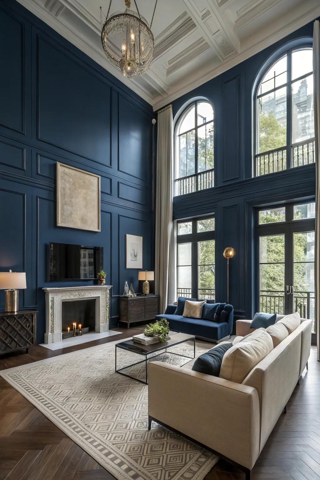 Dark blue adds depth and drama to any room.