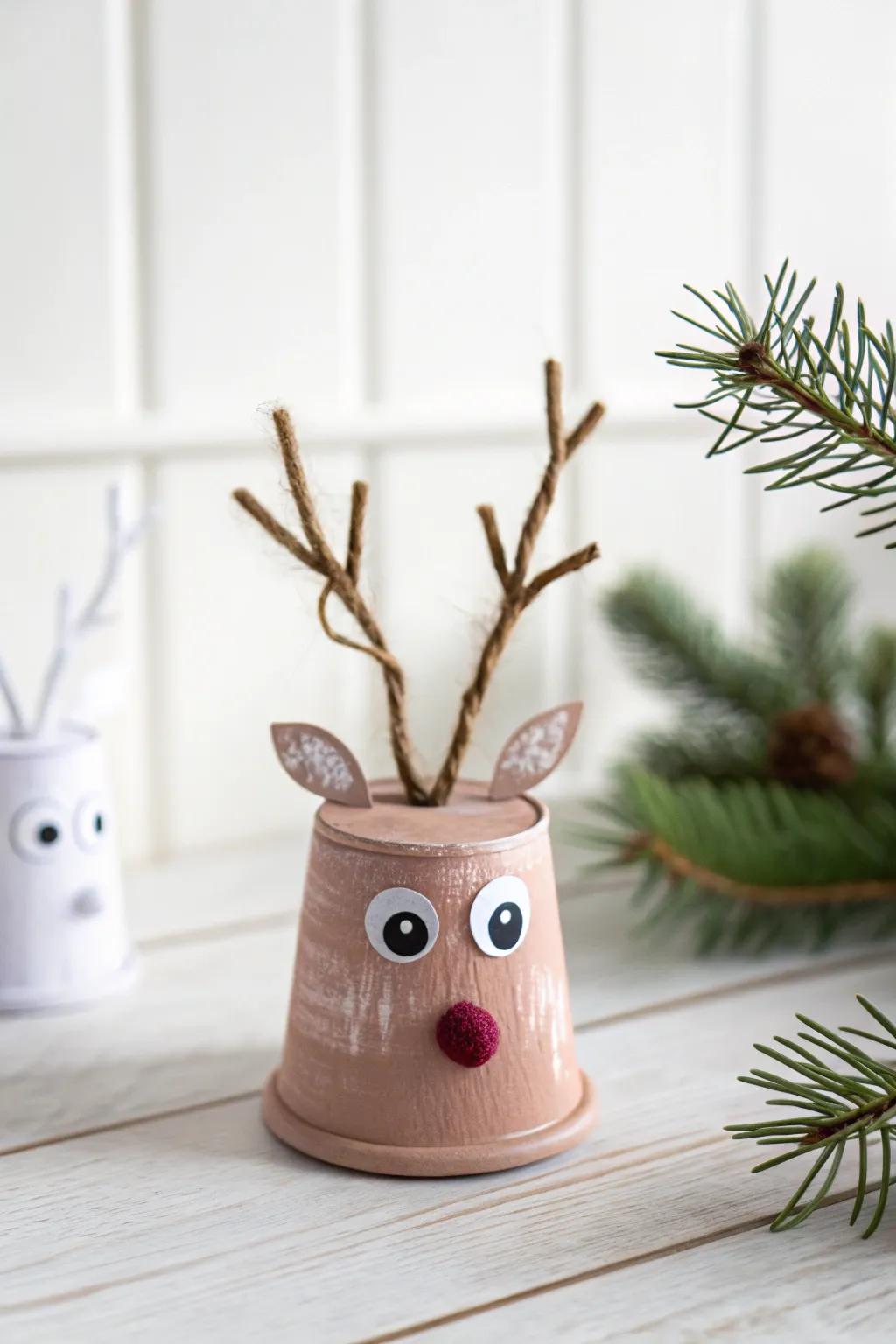 Upcycle your holiday with this adorable K-cup reindeer ornament, where simplicity meets festive charm.