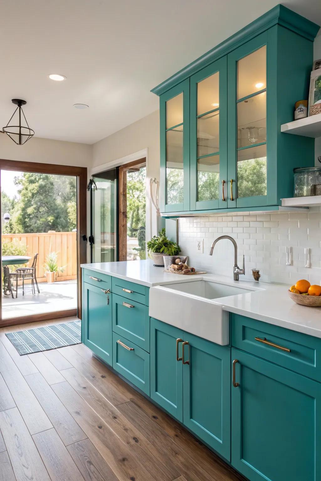 Bold and colorful cabinets can bring life to your kitchen.