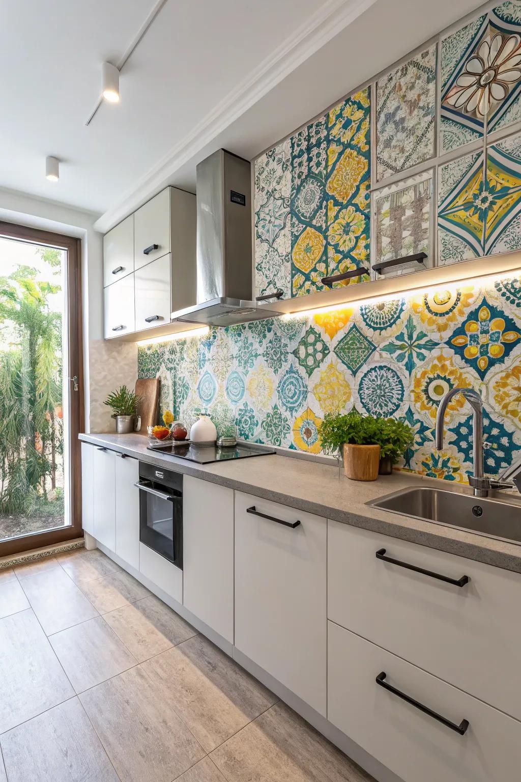 A vibrant backsplash that steals the spotlight.