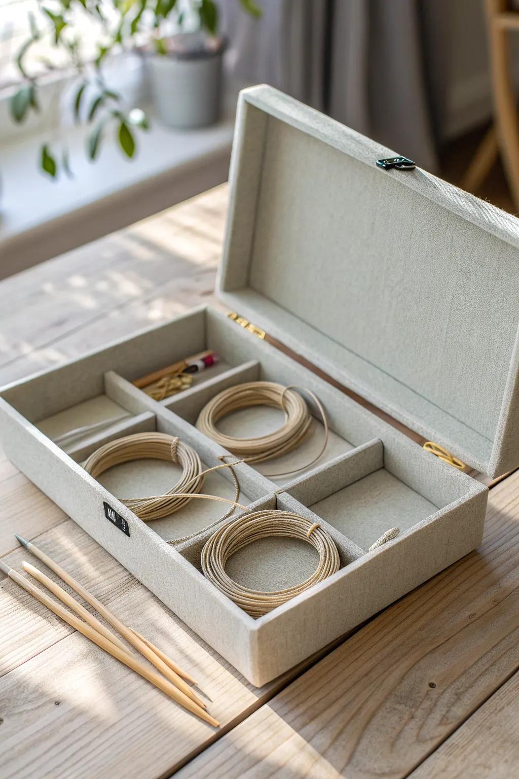 Transform an old shoe box into a chic storage solution for your knitting needles!