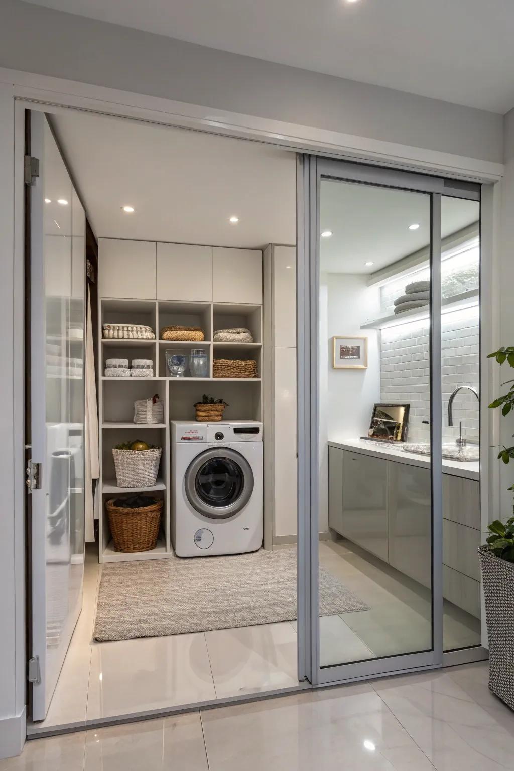 Keep your laundry closet hidden yet stylish with sliding doors.