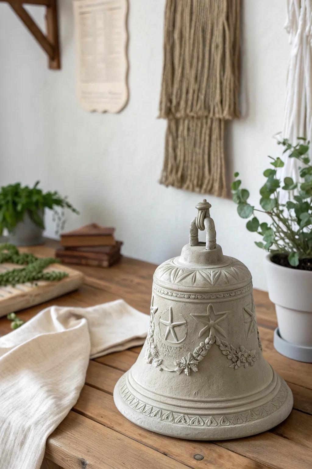 Embrace history and artistry with a handcrafted clay Liberty Bell, perfect for adding a touch of elegance and tradition to your minimalist decor.