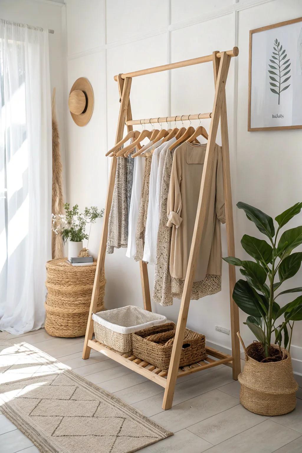 Elevate your space with a touch of nature through a stylish open rack system.