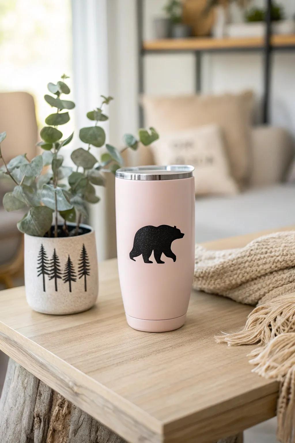 Embrace strength and warmth with this classic bear silhouette tumbler—your perfect morning coffee companion.