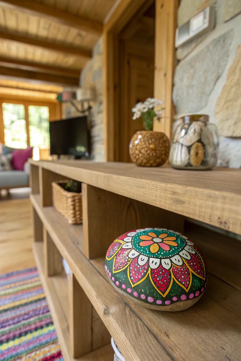 Mandala rock art adds a natural touch to any space.