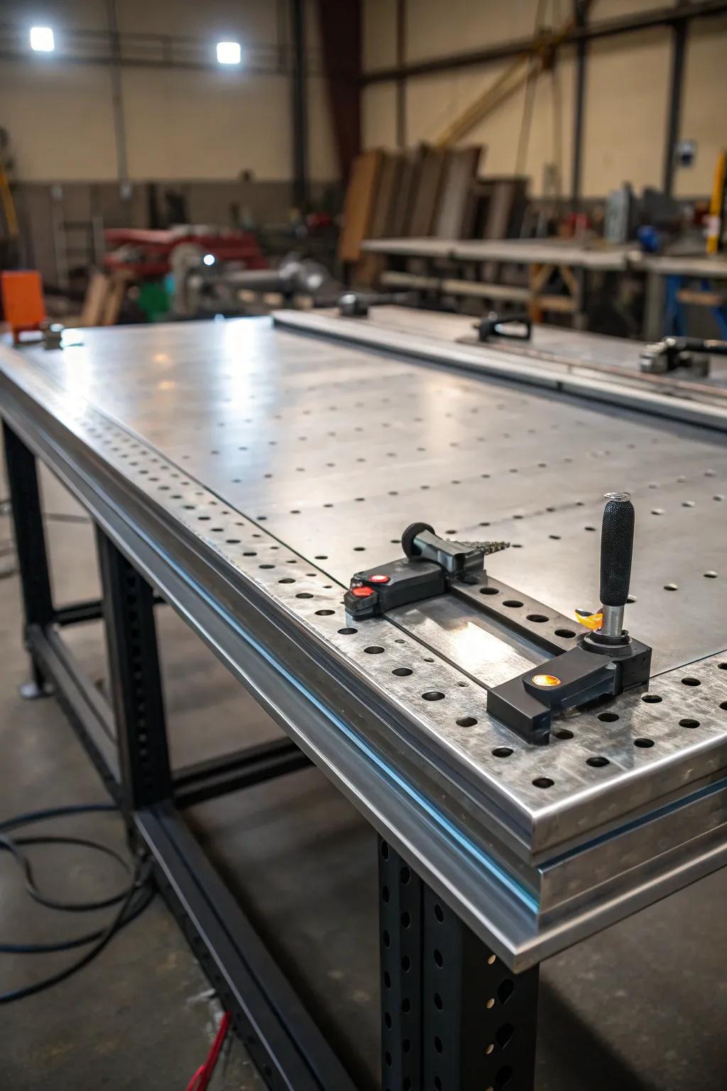 Enhance your workshop with a welding table that's both functional and a testament to craftsmanship.