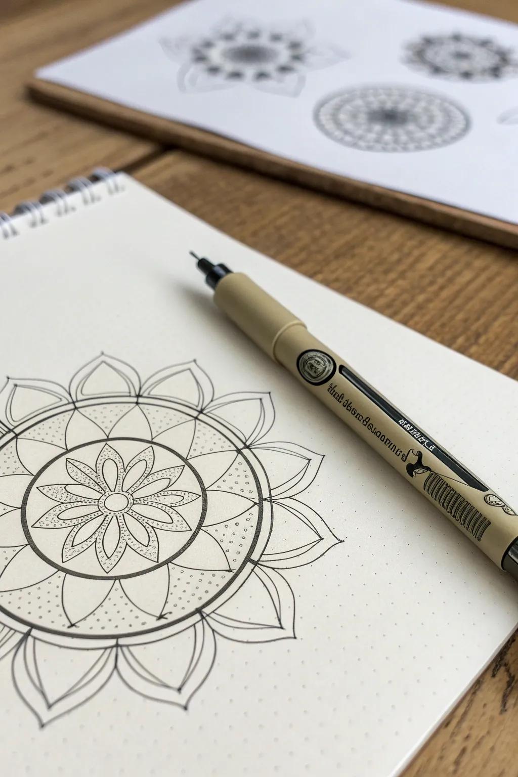 Dive into the art of precision with mesmerizing geometric patterns. #MicronPenArt #ScandinavianBoho