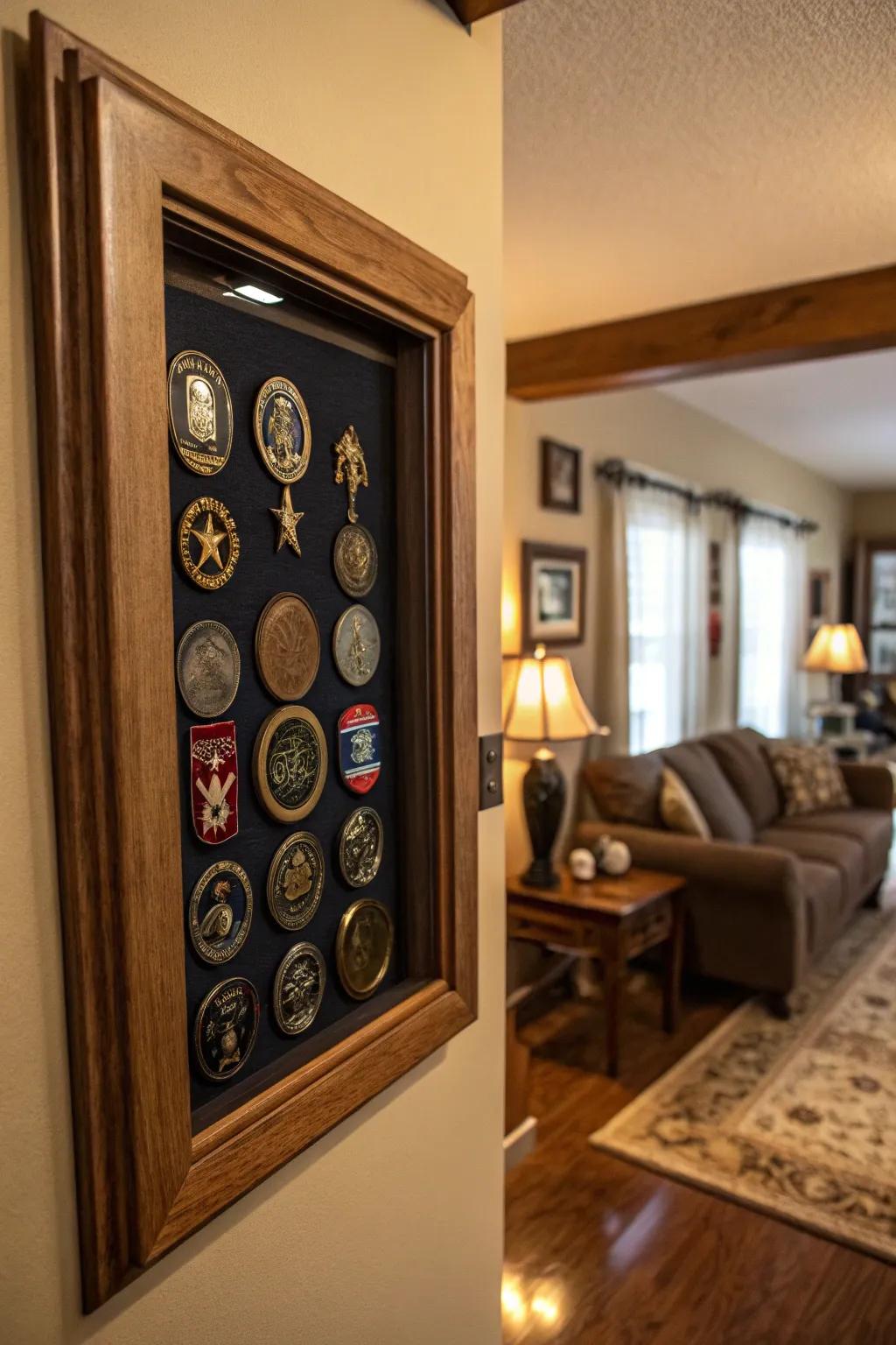 Customized challenge coins make for a meaningful and decorative gift.