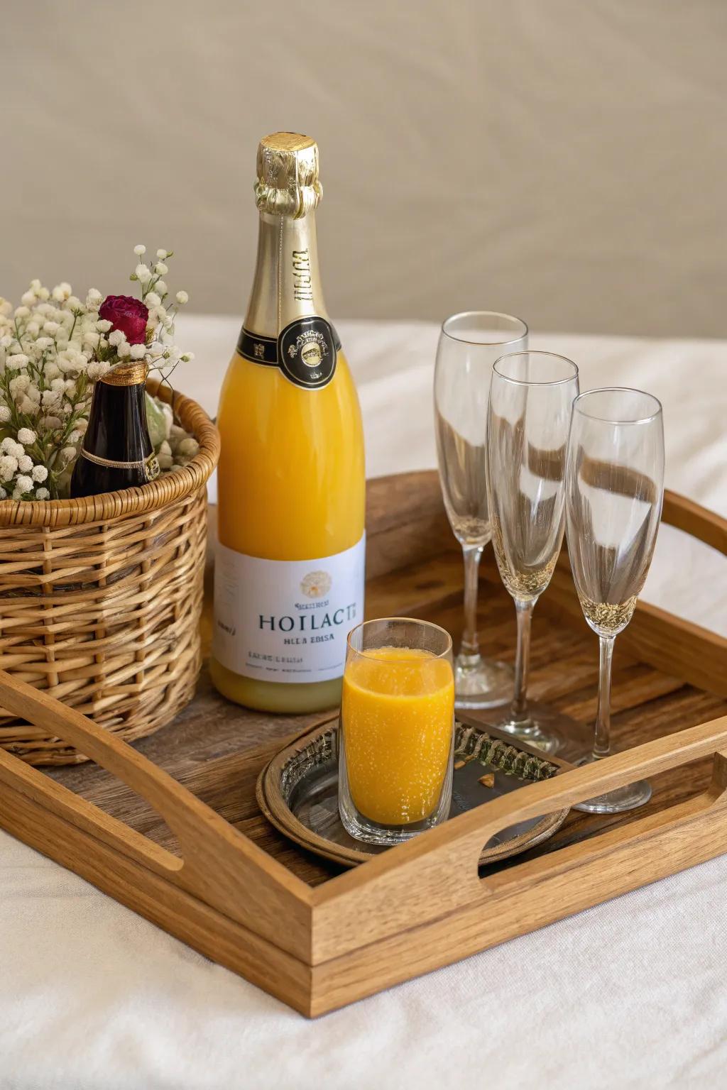 The classic mimosa basket, perfect for any brunch.