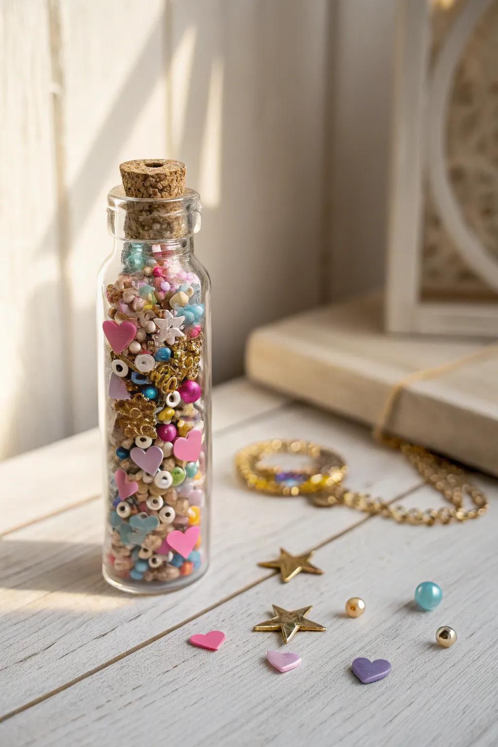 Transform your space with the vibrant charm of miniature bead-filled bottles.