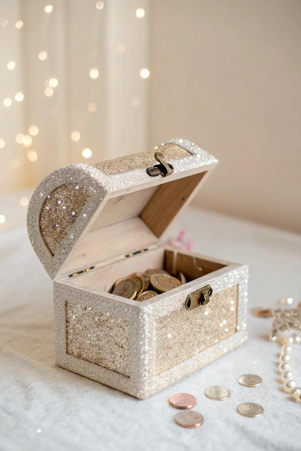 Unlock the magic of giving with this glittery treasure chest – a birthday party delight!