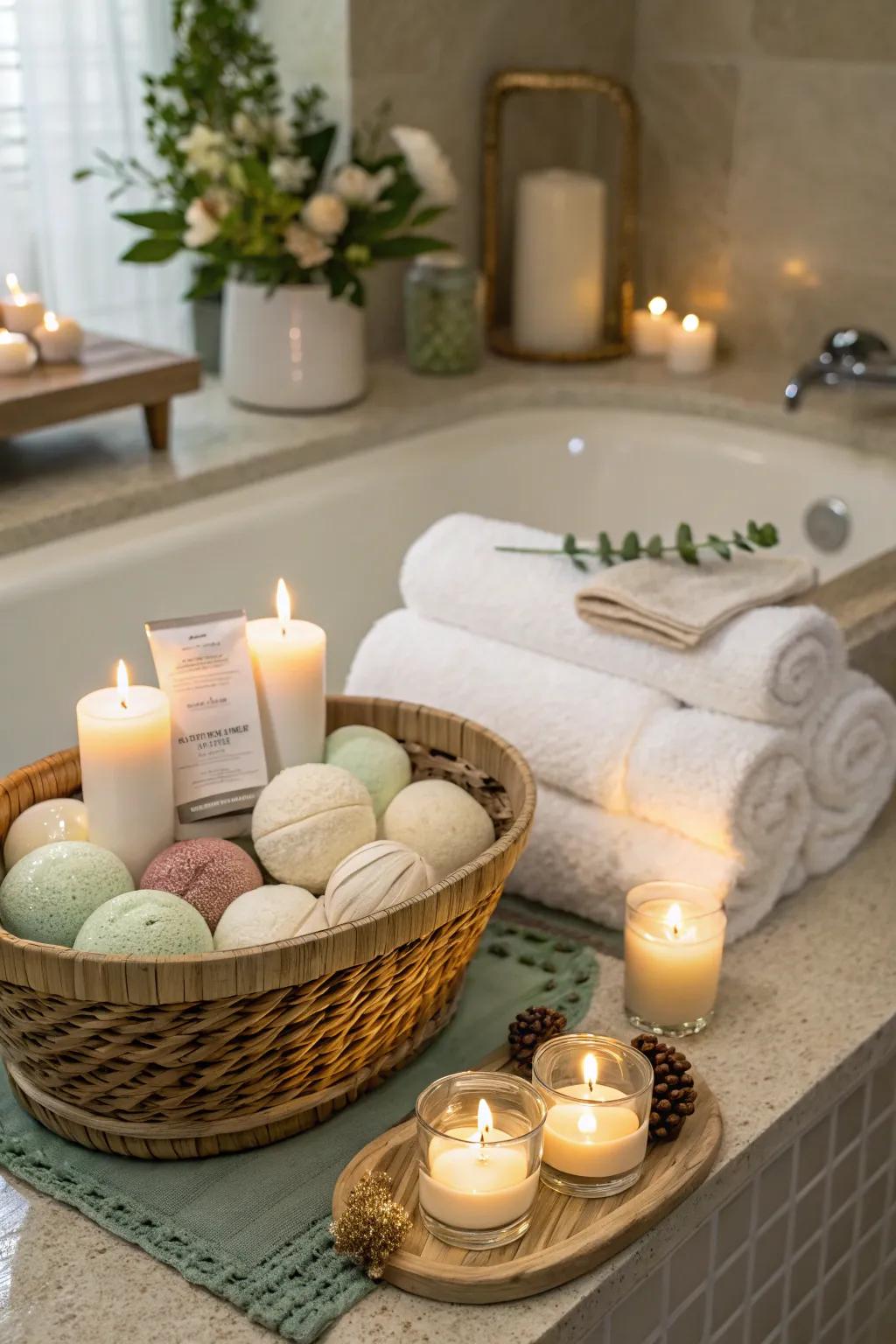 A luxurious spa day gift basket to help mom unwind and relax.