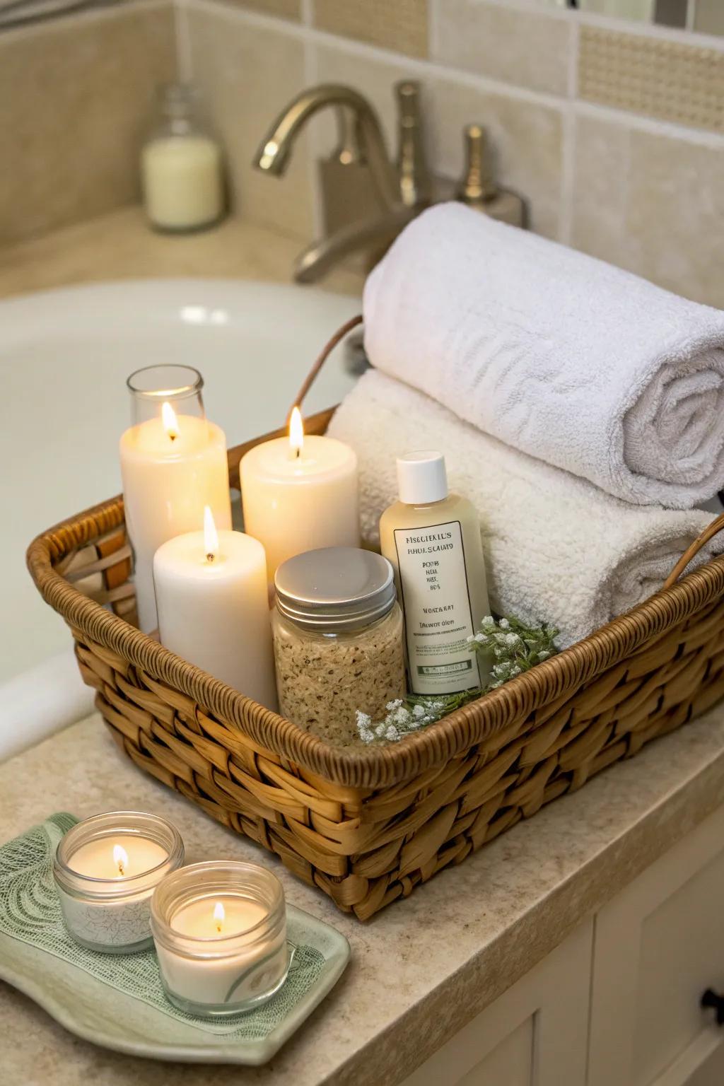 Pamper mom with a spa day basket, perfect for relaxation.