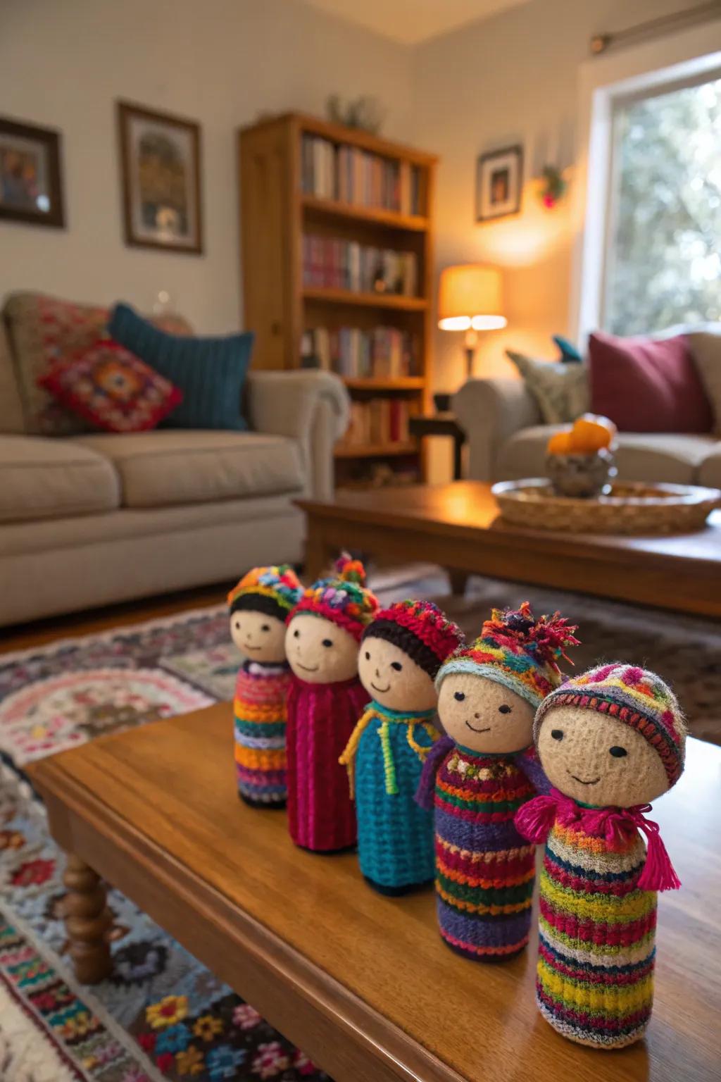 Handmade Guatemalan worry dolls add color and charm to any room.