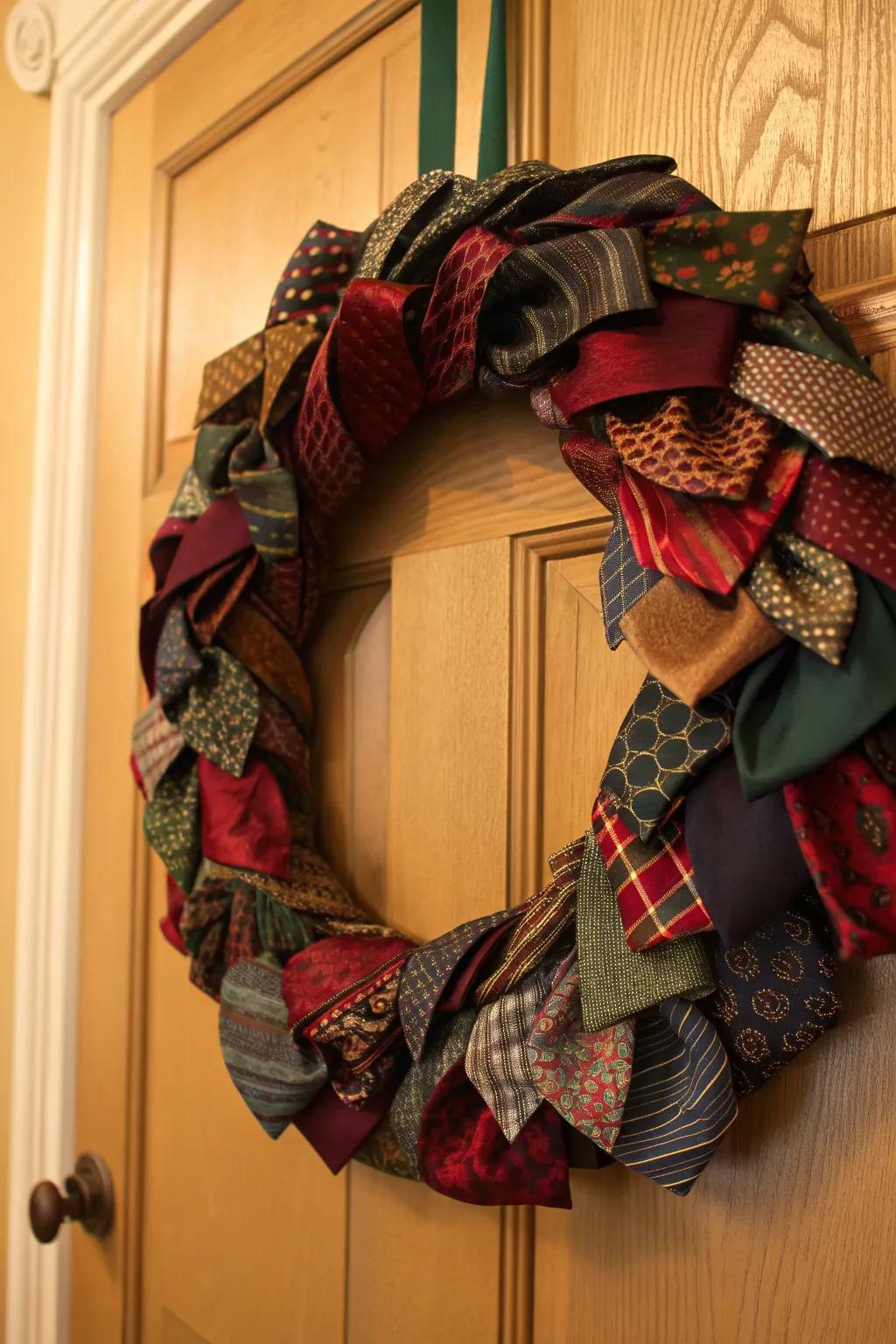 Transform tradition into art with a bespoke necktie wreath.