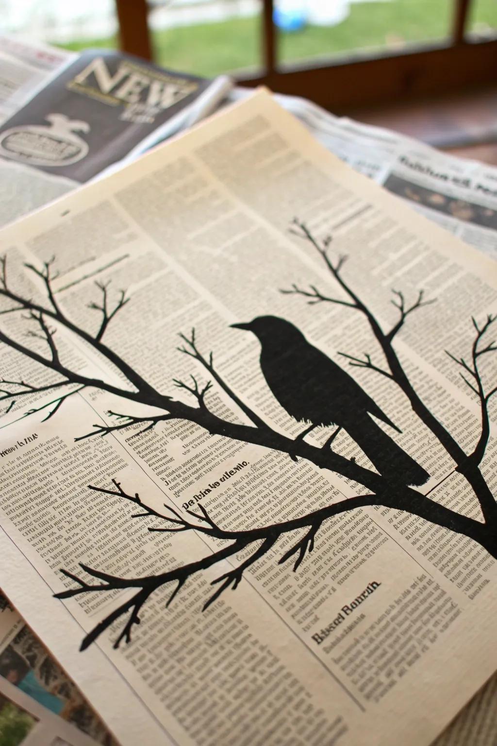 Elegance in Simplicity: Discover the Art of Silhouette Drawings on Newspaper.