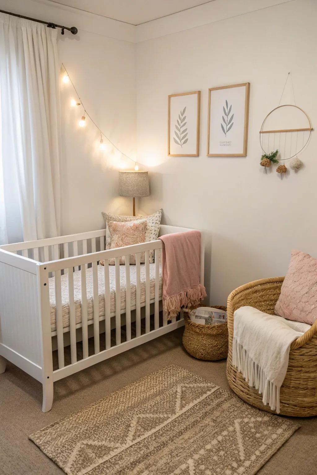 A minimalist nursery corner that exudes peace and simplicity.