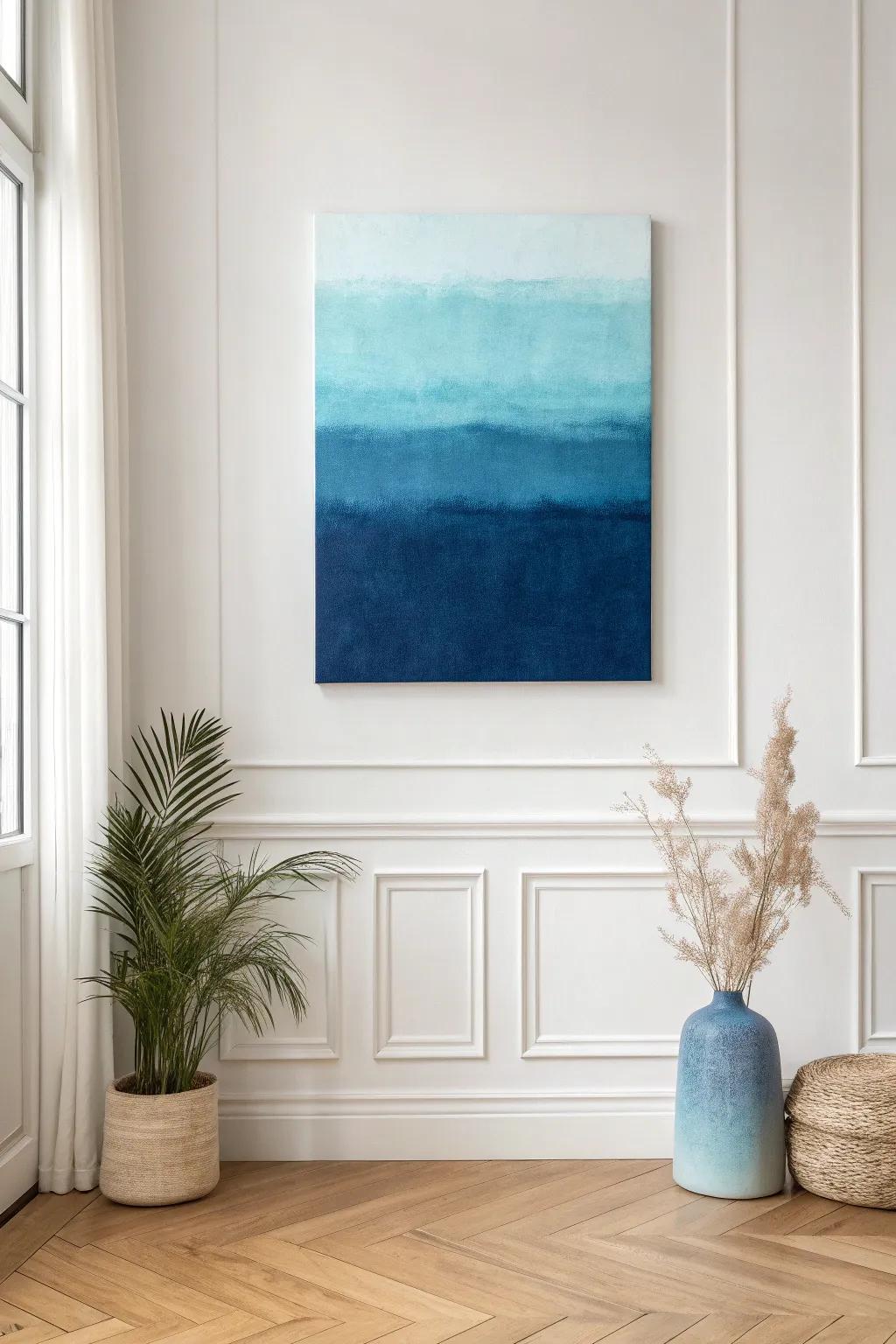 Dive into tranquility with this ocean-inspired ombre canvas.