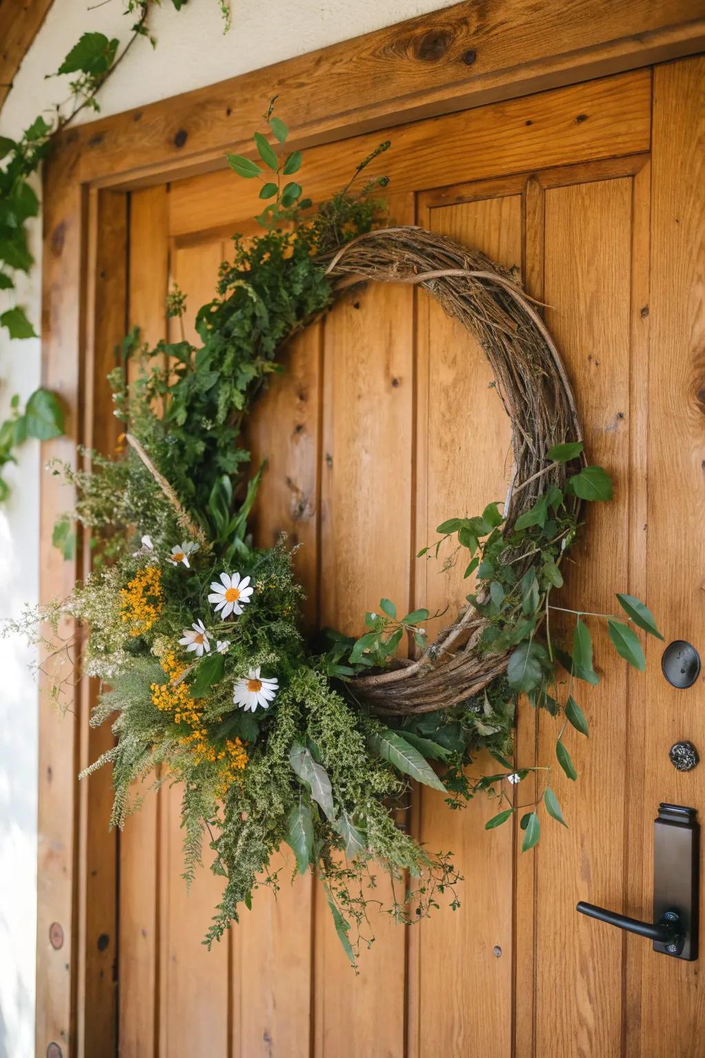 Bring the countryside to your doorstep with a grapevine wreath.