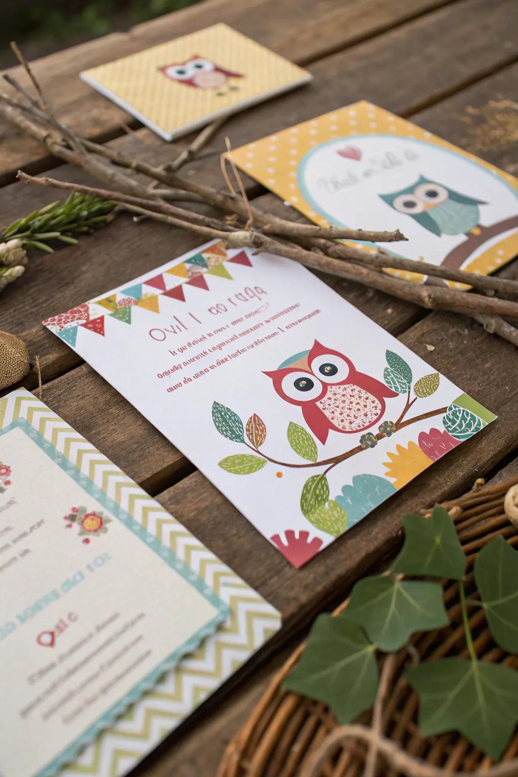 Charming Owl-Themed Invitations