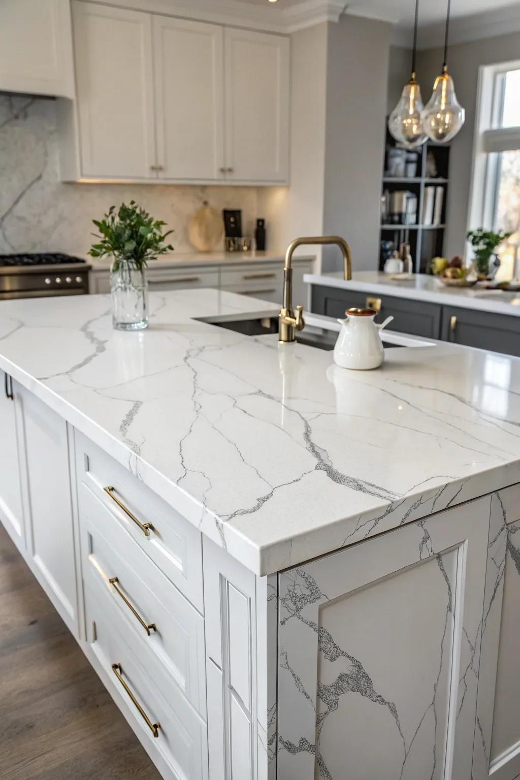 Achieve the luxurious look of marble with a simple paint job.